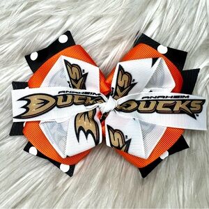 🎀🏒 NHL Anaheim Ducks Hockey Hair Bow Barrette Clip 🏒🎀